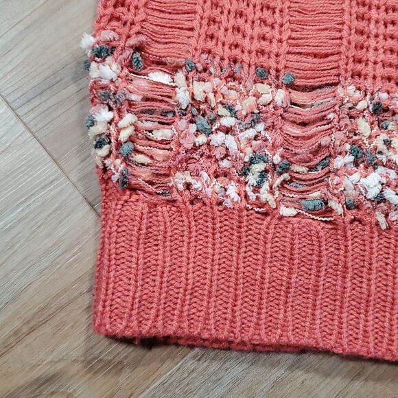 🔹️🔺️NWT Prato Coral & Cream Loose Knit 3/4 Sleeve Loose Knit Sweater Medium - Picture 6 of 12